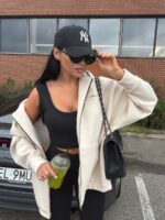 Bluza na zamek LaMilla w waniliowym kolorze z kapturem