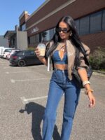 Jeansy stringi LaMilla prosta nogawka ciemny jeans