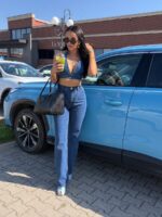Jeansy stringi LaMilla prosta nogawka ciemny jeans