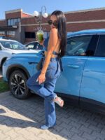 Jeansy stringi LaMilla prosta nogawka ciemny jeans