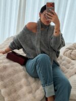 Sweter z szalem LaMilla szary