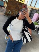 Bluzka LaMilla biała z czarnymi rękawami