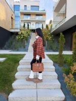 Koszula baranek LaMilla pomarańczowo bordowa krata