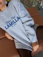 Bluza LaMilla szara z granatowym logo