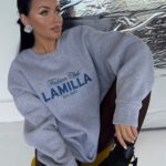 Bluza LaMilla szara z granatowym logo