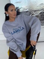 Bluza LaMilla szara z granatowym logo