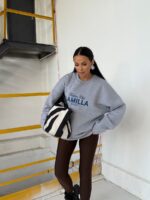 Bluza LaMilla szara z granatowym logo