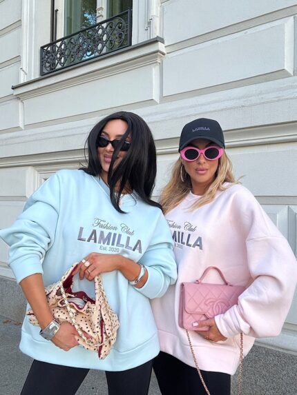 Bluza LaMilla jasno niebieska z szarym logo