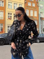 Marynarka LaMilla czarna w drobne kwiaty