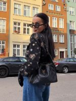 Marynarka LaMilla czarna w drobne kwiaty