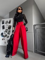 Czerwone eleganckie spodnie LaMilla